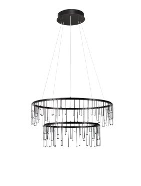 Nova Luce Stellar - hanglamp - Ø 65 x 150 cm - 41W dimbare LED incl. - zwart chroom