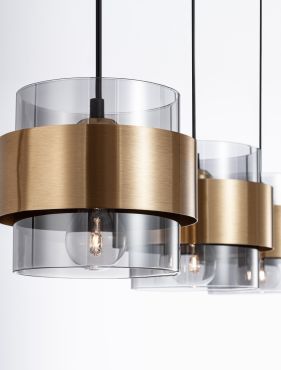 Nova Luce Sianna - hanglamp - 82 x 18 x 140 cm - gerookt en goud