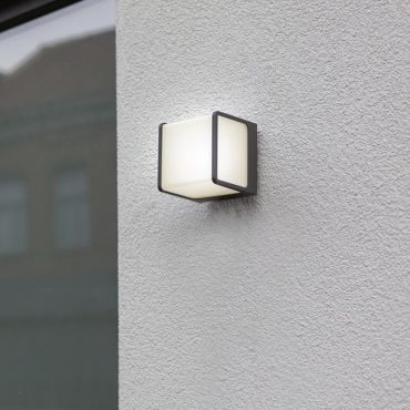 Lutec Doblo - buiten wandverlichting - 11 x 10 x 11 cm - 14,5W LED incl. - IP54 - houtskool grijs