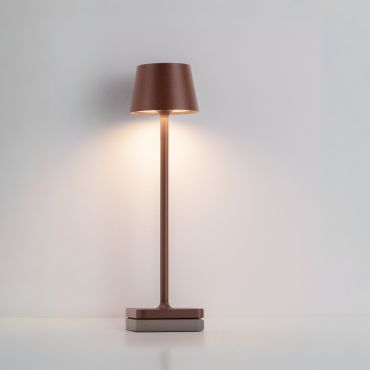 Nova Luce Deck - oplaadbare tafellamp - Ø 8,5 x 30 cm - 2W dimbare LED incl. - IP54 - corten