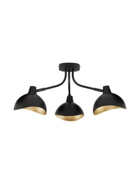 Nova Luce Geti - plafondlamp - Ø 15 x 12 cm - mat zwart en goud