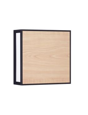 Nova Luce Astral - buiten wand- en plafondlamp - 22 x 22 x 8,7 cm - 16W LED incl. - IP65 - donker antraciet en hout