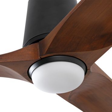 Faro Heywood Tub L - plafondventilator met licht - Ø 132 cm - mat zwart en walnoot