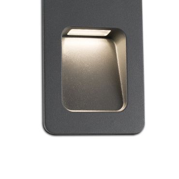 Faro Nase - inbouw wandverlichting - 9 x 5,7 x 13,5 cm - 3W LED incl. - IP44 - donkergrijs