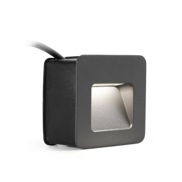 Faro Nase - inbouw wandverlichting - 9,4 x 5,7 x 9,4 cm - 2,9W LED incl. - IP44 - donkergrijs