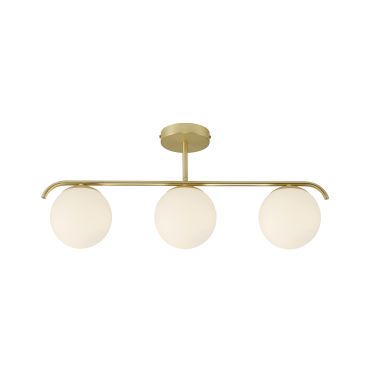 Nordlux Grant - plafondverlichting - 69,3 x 14,5 x 29,23 cm - messing en opaal wit