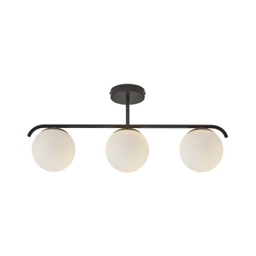 Nordlux Grant - plafondverlichting - 69,3 x 14,5 x 29,23 cm - zwart en opaal wit