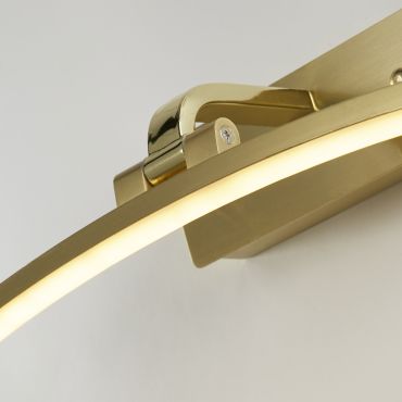 Searchlight Santorini - wandverlichting - 40 x 9 cm - 9W LED incl. - satijn messing en messing