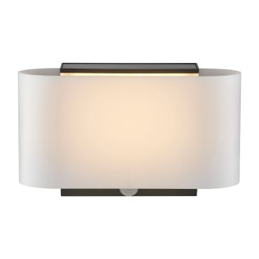 Nordlux Piola - buiten wandlamp met sensor op zonne-energie - 25,6 x 10,4 x 15,7 cm - 6W LED incl. - IP65 - wit en zwart