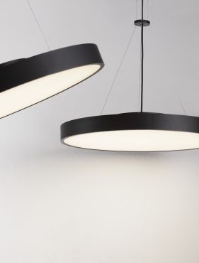 Nova Luce Perfect Profile - hanglamp op afstandsbediening - Ø 60 x 120 cm - 40W dimbare LED incl. - 2700K-6000K - zwart