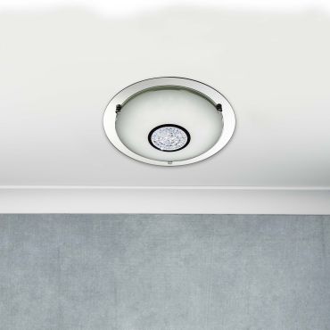 Searchlight Bathroom - plafondlamp badkamer - Ø 32 x 8 cm - 12W LED incl. - IP44 - chroom