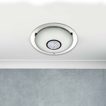 Searchlight Bathroom - plafondlamp badkamer - Ø 42 x 9 cm - 18W LED incl. - IP44 - chroom