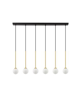 Nova Luce Savoy - hanglamp - 100 x 160 x 11 cm - satijn goud, mat zwart en wit opaal
