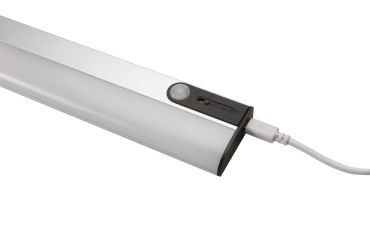 Integral LED SensorLux - kastverlichting met bewegingssensor en oplaadbare batterij - 26,1 x 1,4 x 4,5 cm - 1,2W LED incl. - aluminium