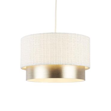 Searchlight Velvet Drum - lampenkap - Ø 35 x 22 cm - wit en champagne