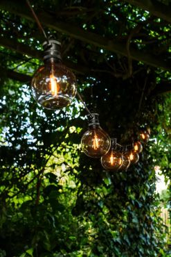 Konstsmide - decoratieve party lichtset met dimfunctie en vervangbare LED - 4,5m lengte met 10m snoer - 10 LED lampen incl. - 7W - IP44 - bruin
