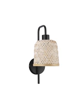 Nova Luce Intra - wandlamp - Ø 16 x 36 cm - natuurlijk bamboe en zwart