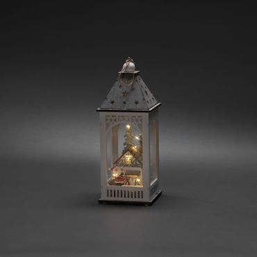 Konstsmide kerstverlichting - houten lantaarn op batterijen - 11 x 11 x 29 cm - bruin