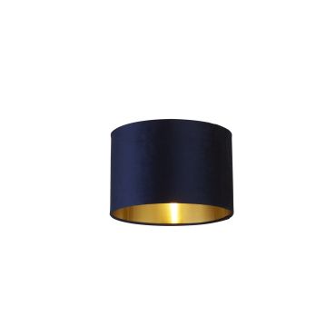 Searchlight Drum Shade - lampenkap - Ø 30 x 20 cm - marineblauw en geborsteld goud