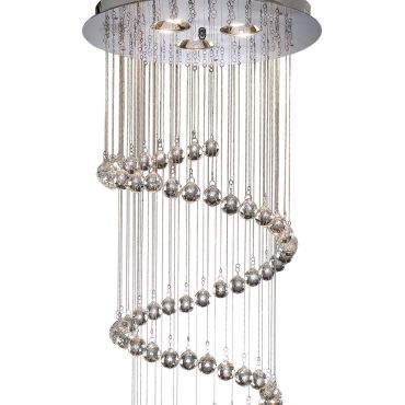 Searchlight Hallway - hanglamp - Ø 39 x 80 cm - chroom en transparant