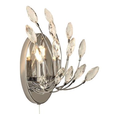 Searchlight Peacock - wandverlichting met trekschakelaar - 14 x 24 cm - chroom