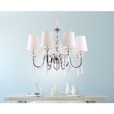 Maxlight Charlotte - kroonluchter - Ø 75 x 130 cm - wit en chroom