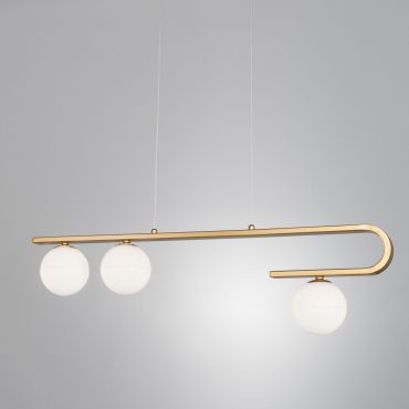 Nova Luce Cantona - hanglamp - 80 x 10 x 180 cm - messing goud en wit