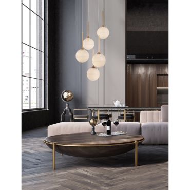 Nova Luce Cantona - hanglamp - Ø 35 x 180 cm - messing goud en wit