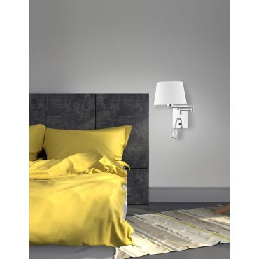 Nova Luce Cingo - wandverlichting met schakelaar - 36 x 33 cm - 3W LED incl. - wit en chroom
