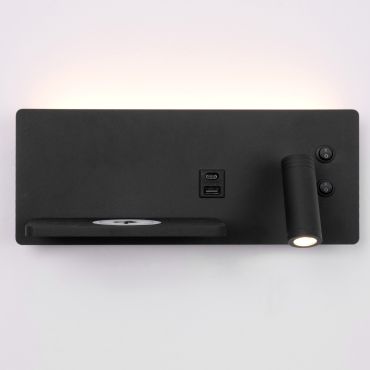 Artdelight WL Charge - Leeslamp met schakelaar, draadloos oplaadstation en USB - 8 x 30 x 12 cm - 3W+3W LED incl. - zwart