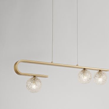 Nova Luce Mirano - hanglamp - 80 x 10 x 180 cm - messing goud en transparant