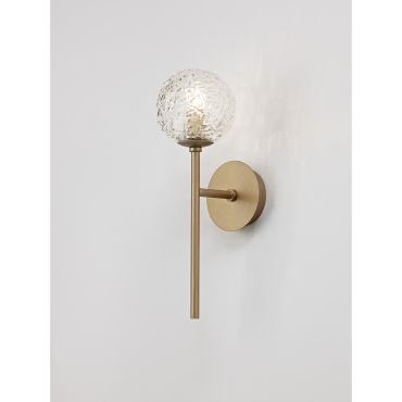 Nova Luce Mirano - wandverlichting - 14,5 x 11 x 35 cm - messing goud en transparant