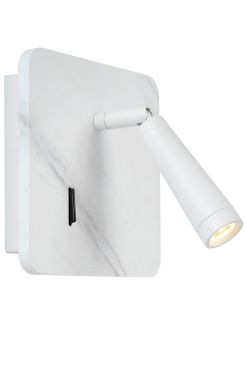 Lucide Oregon - bedlamp met usb poort - 15 x 15 x 9 cm - 3W LED incl. - wit