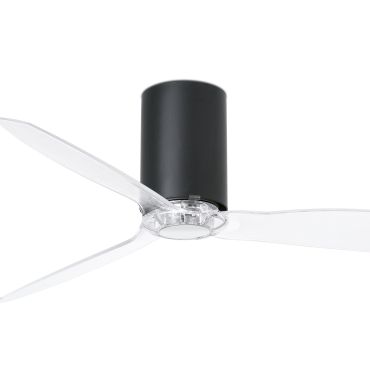 Faro Mini Tube - plafondventilator met afstandsbediening - Ø 128 cm - mat zwart en transparant