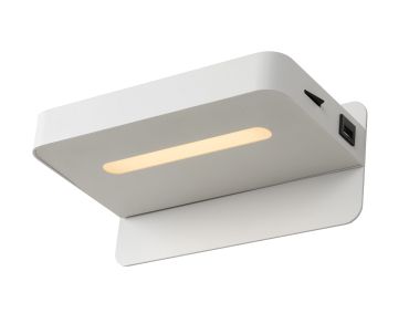 Lucide Atkin - bedlamp met USB-poort - 25 x 14 x 11,5 cm - 6W LED incl. - wit