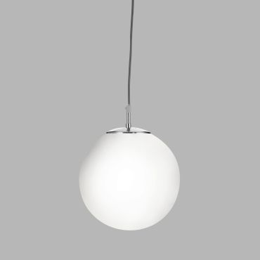 Searchlight Atom - hanglamp - Ø 30 x 120 cm - satijn zilver en glanzend opaal