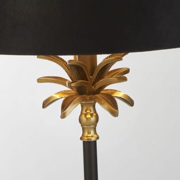 Searchlight Palm - tafellamp - Ø 40 x 65 cm - antiek messing, zwart en goud