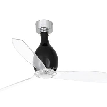 Faro Mini Eterfan - plafondventilator met afstandsbediening - Ø 128 cm - mat zwart en transparant