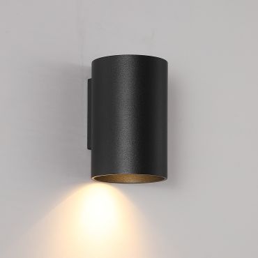 Searchlight Round - wandlamp - Ø 6,5 x 10 cm - zwart