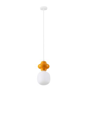 Nova Luce Clio - hanglamp - Ø 18 x 198 cm - oranje en opaalglas