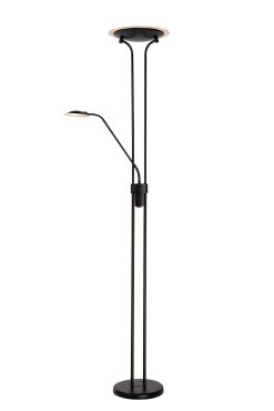 Lucide Champion - staanlamp - Ø 25,4 x 180 cm - 20W + 4W dimbare LED incl. - zwart