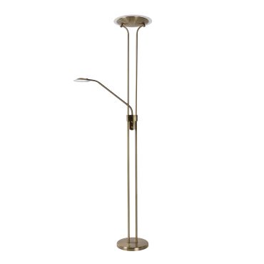 Lucide Champion - staanlamp - Ø 25,4 x 180 cm - 20W + 4W dimbare LED incl. - brons