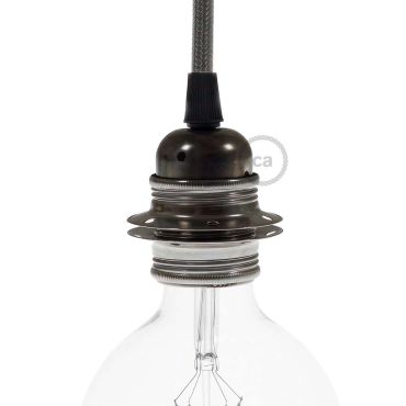 Creative Cables - Metalen E27 Fitting voor lampenkap met 2 schroefringen - Ø6 x 5,5 cm - zwart