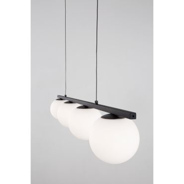 Nova Luce Joline - hanglamp - 72 x 12,5 x 120 cm - 32W LED incl. - zand zwart en opaal wit