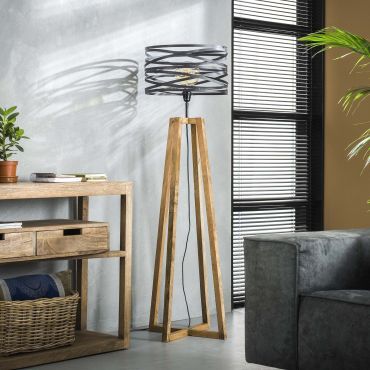 Vico Twisted Wood - staanlamp - 141 cm - leigrijs