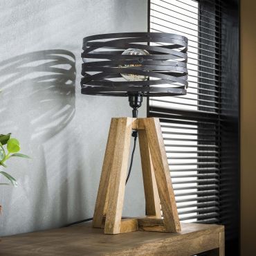 Vico Twisted Wood - tafellamp - Ø 29 x 50 cm - leigrijs