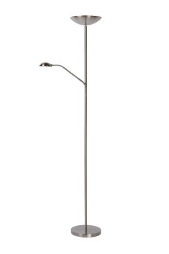 Lucide Zenith - staanlamp met leeslamp - 180 cm - 20W + 4W dimbare LED incl. - mat chroom
