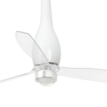 Faro Eterfan - plafondventilator met licht en afstandsbediening - Ø 128 cm - 17W LED incl. - wit en transparant