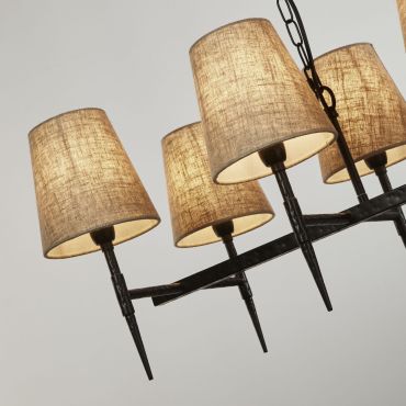 Searchlight Gothic - luster - 91 x 150 cm - zwart en natuurlijk linnen