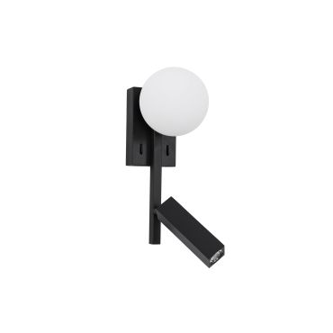 Nova Luce Joline - wandverlichting met schakelaar - 14 x 10 x 26 cm - 3W LED incl. - zand zwart en opaal wit